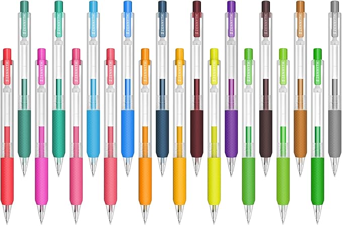 Gel Pens for Coloring Books, 20 Colored Gel Pens, 0.5mm Fine Point Colorful Journaling Supplies, Comfort Grip Quick Drying for Drawing, Markers, Doodling, Scrapbooks Journaling