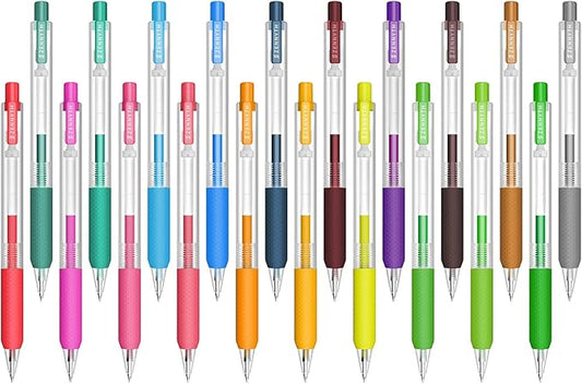 Gel Pens for Coloring Books, 20 Colored Gel Pens, 0.5mm Fine Point Colorful Journaling Supplies, Comfort Grip Quick Drying for Drawing, Markers, Doodling, Scrapbooks Journaling