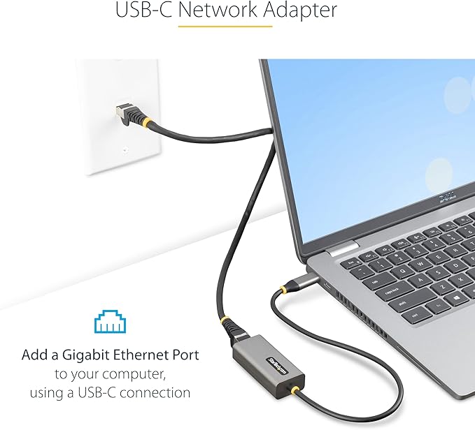 USB-C to Ethernet Adapter, 10/100/1000 Mbps, Gigabit Network Adapter, ASIX AX88179A, 1ft/30cm Cable, Windows/macOS/Linux
