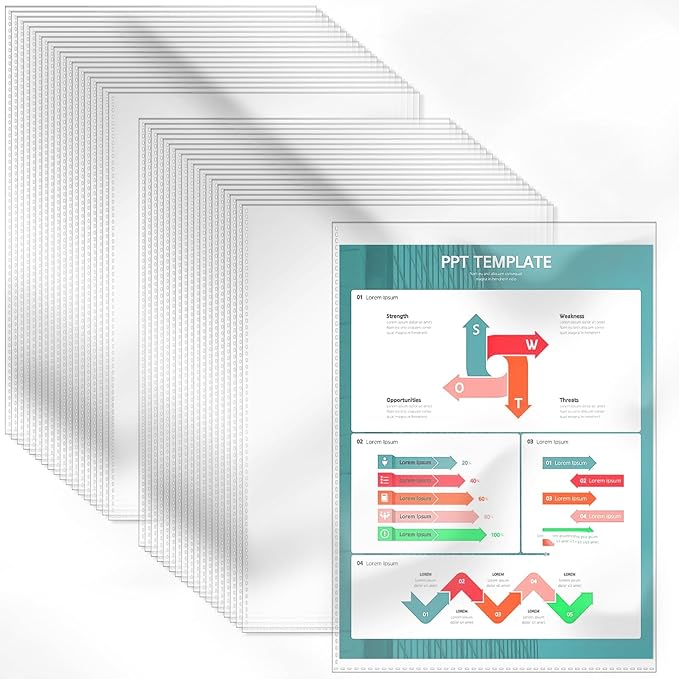 150 Pack No Holes Plastic Sleeves for Paper 8.5x11 Inch, Letter Size Clear Heavy Duty Paper Sleeves, Sheet Protectors for Documents, Artworks, Pictures, Cards (150Pcs)
