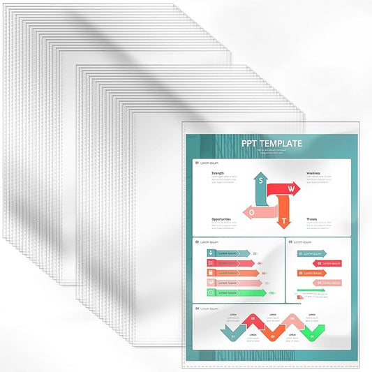 150 Pack No Holes Plastic Sleeves for Paper 8.5x11 Inch, Letter Size Clear Heavy Duty Paper Sleeves, Sheet Protectors for Documents, Artworks, Pictures, Cards (150Pcs)