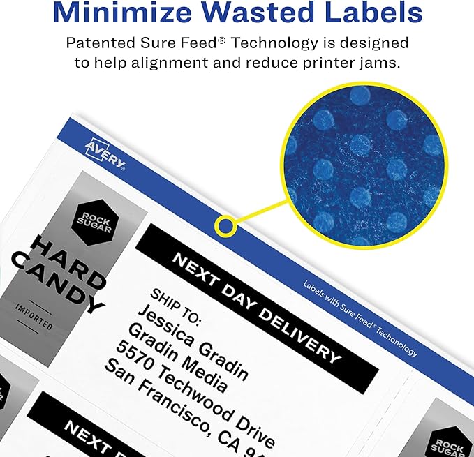 Avery Printable Blank Shipping Labels, 2.5" x 4", White, 200 Labels, Inkjet Printer, Permanent Adhesive (5815)