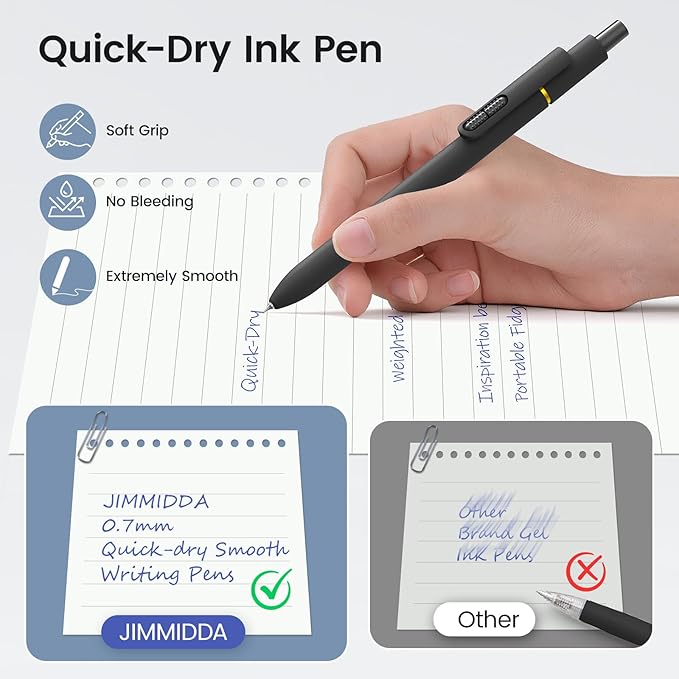 8Pcs Blue Gel Pens - 0.7mm Blue Ink Pens Medium Point | Smooth Writing - Quick Drying Retractable Pen for Men Women (Vintage - 8Pcs)