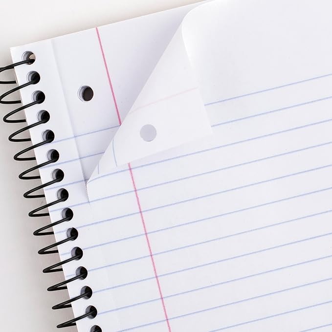 Mead Spiral Notebook, 1 Subject, Wide Ruled Paper, Plastic Cover, 8" x 10-1/2", 100 Sheets, Pastel Pink (930092B)