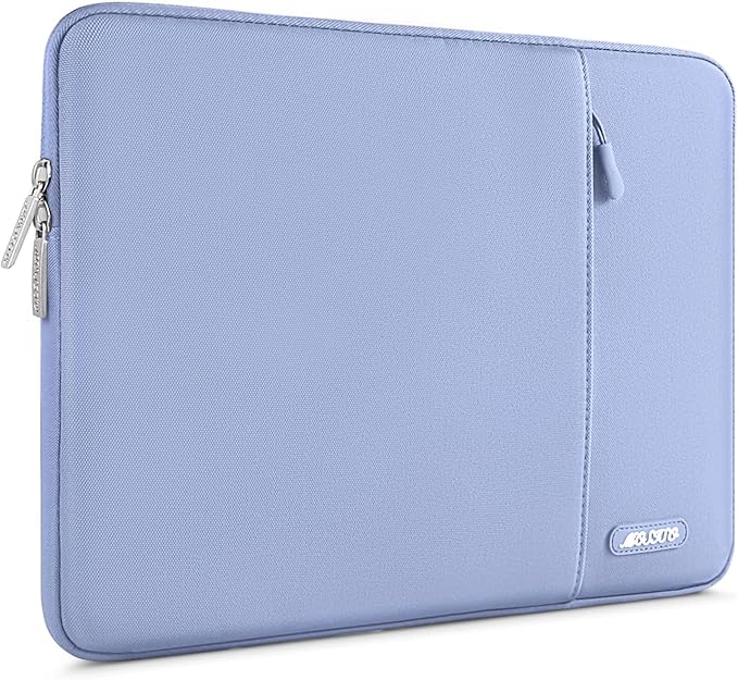 MOSISO Laptop Case 13.3 inch, 13-13.3 inch Laptop Sleeve Compatible with MacBook Air/Pro 13/Pro 14 M5 M4 M3 M2 M1, HP Dell ASUS Lenovo,Polyester Vertical Computer Sleeve Bag with Pocket, Pastel Blue