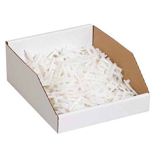 Top Pack Supply Open Top Bin Boxes, 10" x 18" x 4 1/2", White (Pack of 25)
