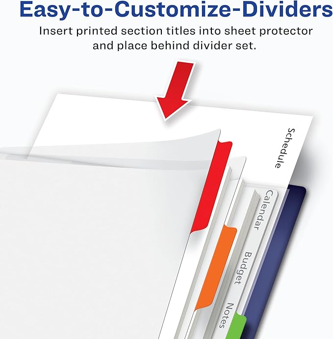 Avery Clear Easy View Durable Plastic Dividers for 3 Ring Binders, 5-Tab Set, Bright Multicolor, 1 Set (16740)