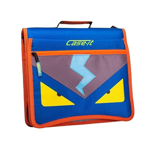 Case-it Monster Eye 2" O Zipper Binder w/Removable 5 Tab Expanding File, Navy Blue (M-276-ME Navy Blue)