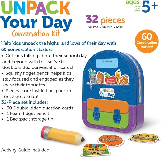 Learning Resources Unpack Your Day Conversation Kit - 32 Pieces, Ages 5+, SEL Toys, Classroom Must Haves, Teacher Supplies, Gifts For Boys And Girls, Speech Materials, Ice Breaker