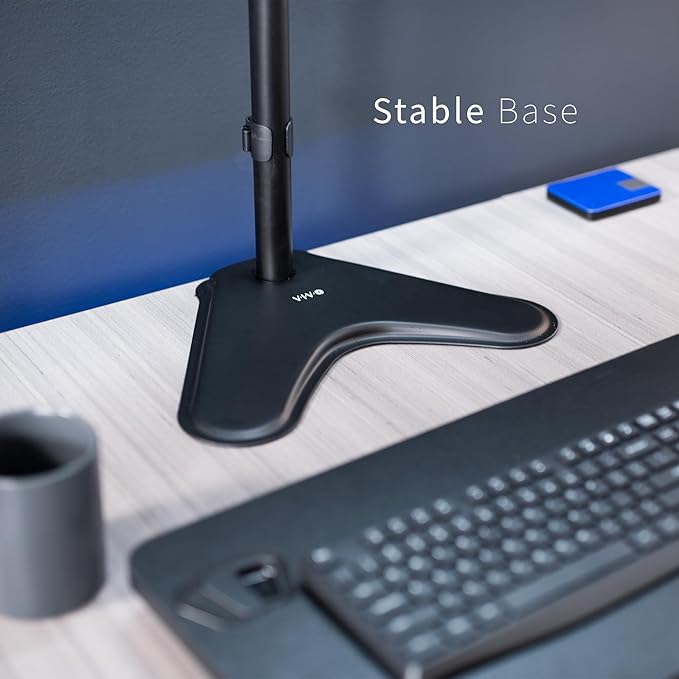 VIVO Extra Tall Single LCD Computer Monitor Free-Standing Adjustable Desk Stand for 1 Screen up to 27 inch, STAND-V011H