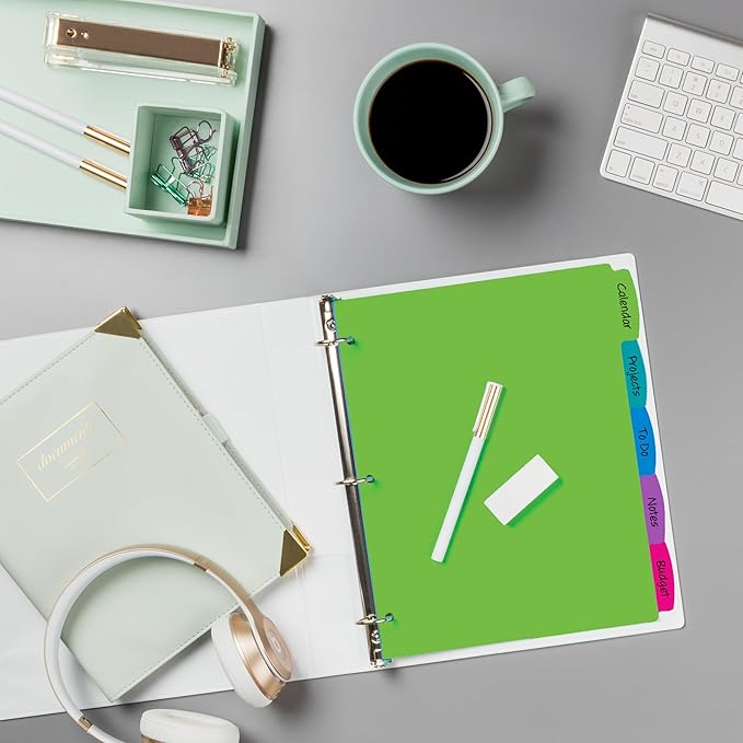 Avery Write & Erase 5 Tabs Pastel Plastic Divider for 3 Ring Binders, 3 Sets (5 Colors)