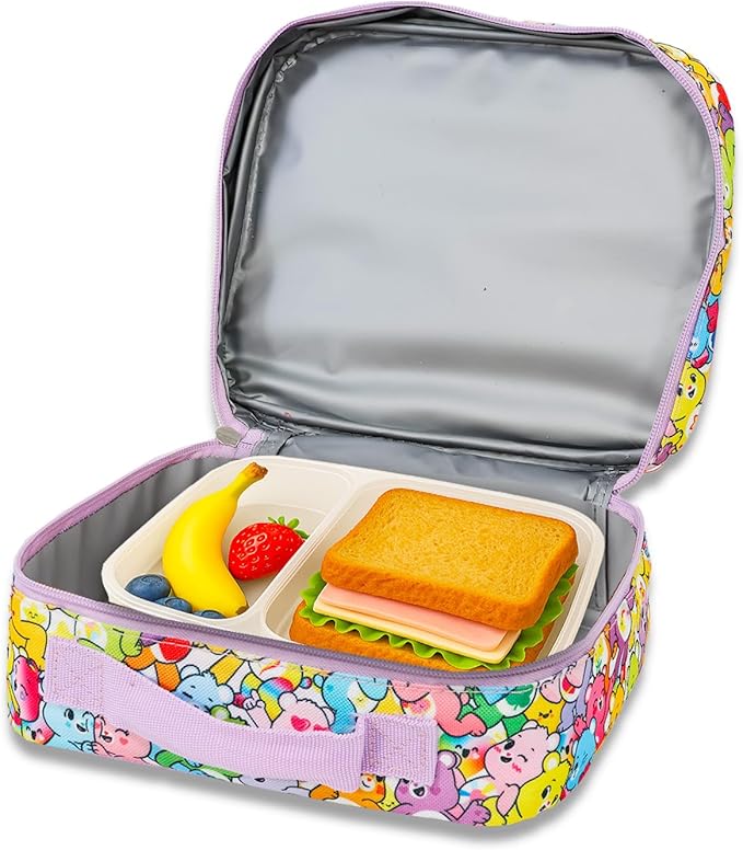 Care Bears Backpack and Lunch Box Set - Bundle with 16" Backpack, Lunch Box, Water Bottle, Stickers, More | Care Bears School Bag for Kids, Girls