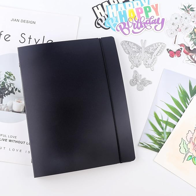 BAOFALI 3Pcs /Set A5 6 Ring Binder Cover Clean Transparent Soft PVC for Refillable Notebook Shell withMatte surfaceforStamp & Die Storage (Black)