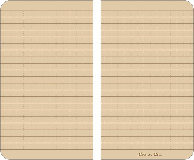 Rite in the Rain Weatherproof Soft Cover Pocket Notebook, 3.5" x 6", Tan Cover, Universal Pattern (No. 964T)