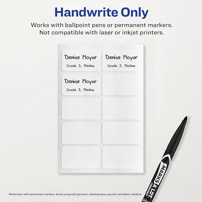 Avery No-Iron Fabric Labels, 1" x 1-3/4", Washer and Dryer-Safe Waterproof Labels, Non-Printable, 40 Total (40722)