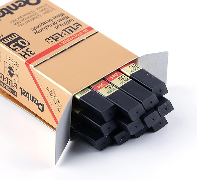Pentel Super Hi-Polymer Lead Refill, 0.5mm, Fine, 3H, 144 Pieces of Lead (C505-3H)