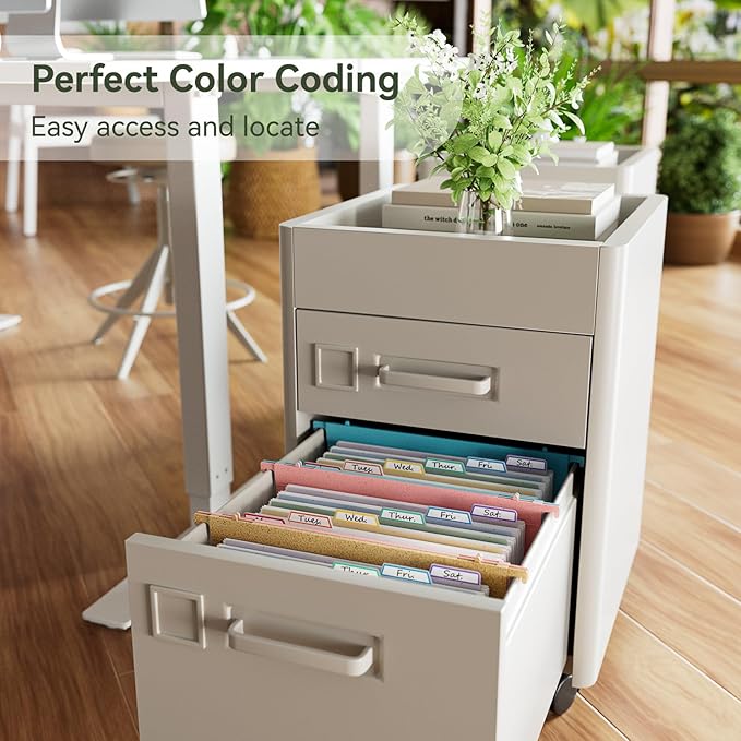 Wheat Straw Expanding Hanging File Folders,7-Pocket Accordion Organizer with 1.2" Expansion, Large-Capacity Letter Size for Filing Cabinet, 100% BPA Free, 3-Pack