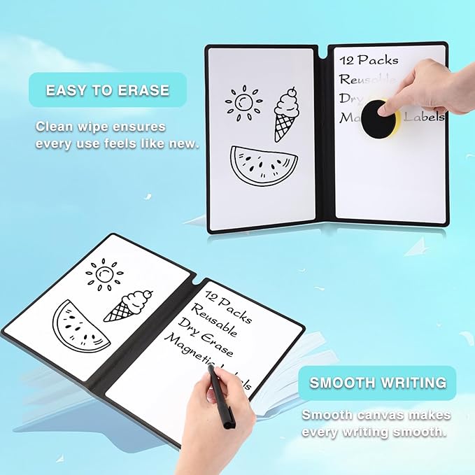 12 Packs A5 Dry Erase Board Back to School Portable Double Sided Folding Whiteboards with Pen Small Dry Erase Board for Study Meeting Doodling Planning Home School Office Classroom