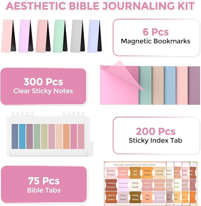 Nicpro 71PCS Bible Study Supplies, Bible Journaling Kit with Pencil Case, Highlighters, Pens, Mechanical Pencils, Sticky Notes & Tabs, Book Aesthetic Annotation Kit for Students Women Christian Gifts