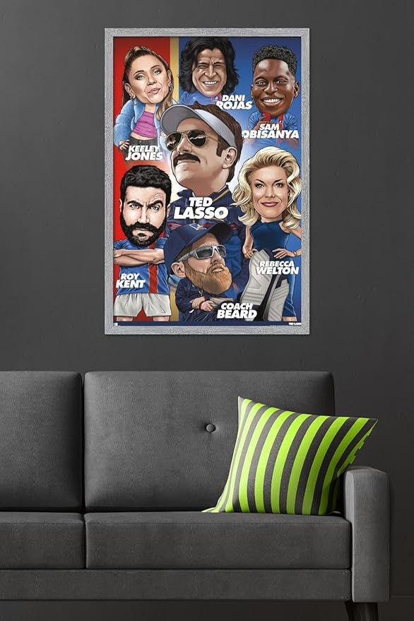Ted Lasso - Character Grid Wall Poster, 34L" x 22.4W", Gray Framed Version