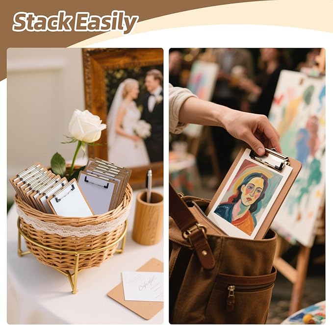 6 x 9 Clipboards Bulk, 15 Pack Small Clip Board, A5 Letter Size Wooden Hardboard Kids Clipboard Pack for Classroom, Party, Home, Brown