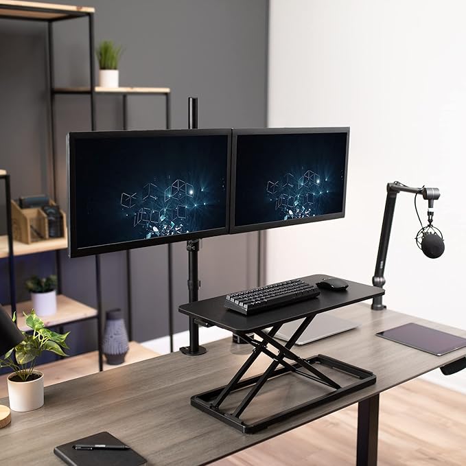 VIVO Single Top 24 inch Scissors Lift Keyboard and Mouse Riser, Height Adjustable Laptop Desk, For Ergonomic Sit Stand Workstations, Black, DESK-V024A