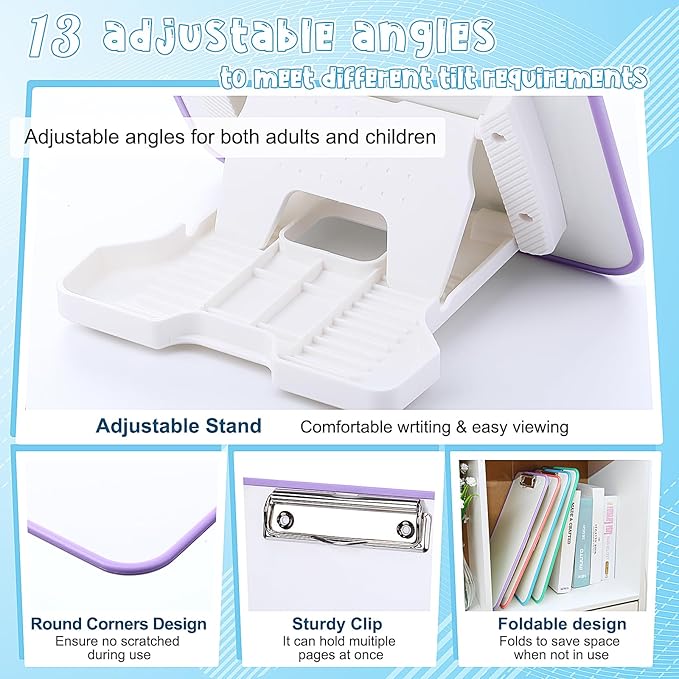 Seajan 4 Set Writing Slant Board with Stand, 15°-75° Desktop Whiteboard Dry Erase Clipboard 12x9 Inch Portable Reusable Handwriting Practice Teacher Office Supplies for Reading Drawing Studying