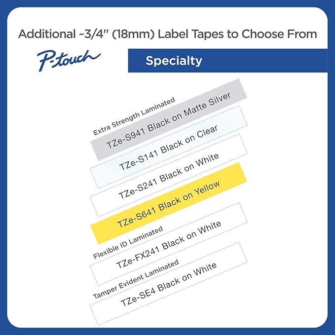 Brother Genuine P-Touch TZE-541 Tape, 3/4" (0.7") Standard Laminated P-Touch Tape, Black on Blue, for Indoor or Outdoor Use, Water-Resistant, 26.2 ft (8 m), Single-Pack