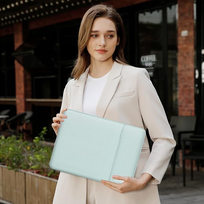 MOSISO Laptop Case 13.3 inch, 13-13.3 inch Laptop Sleeve Compatible with MacBook Air/Pro 13/Pro 14 M5 M4 M3 M2 M1, HP Dell ASUS Lenovo,Polyester Vertical Computer Sleeve Bag with Pocket, Mint Green