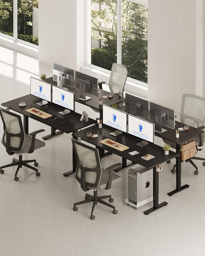 FLEXISPOT 63x32 Inch Electric Large Standing Desk for Home & Office, Spacious Splice Board Desk with Cable Management & Organizer, Cup Holder & Hook, Black