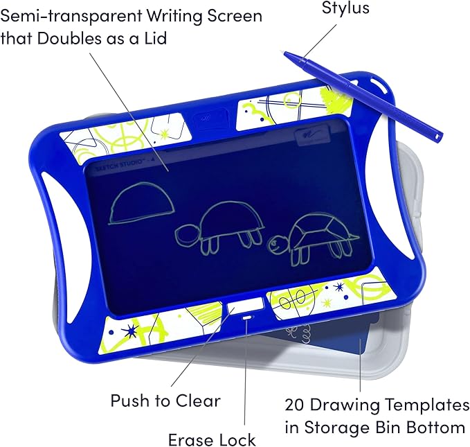 Boogie Board Sketch Studio Kids Authentic Drawing Tablet Activity Kit Includes 10 inch Reusable Drawing Board with Erase-Lock, Drawing Templates and Stylus for Kids Ages 4+