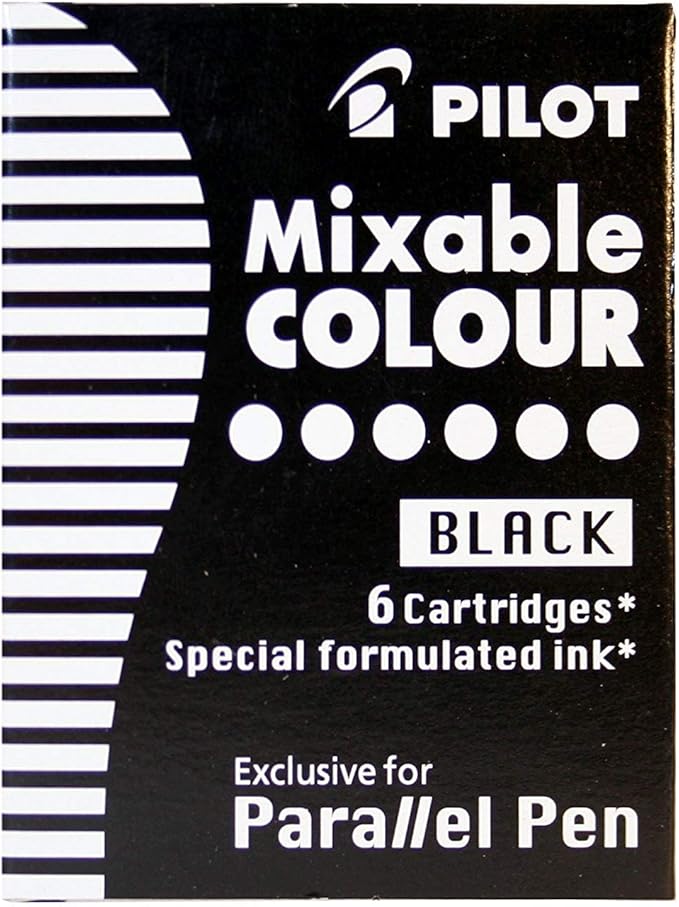 Pilot Parallel Calligraphy Pen Set, 1.5 mm, 2.4 mm, 3.8 mm and 6 mm with Bundle Ink Cartridge Plus 1 Extra Pack of 12 ASST Refills and 1 Pack of 6 Black Refills.