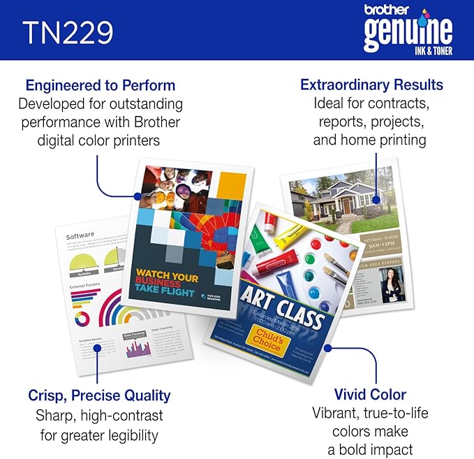 Brother Genuine TN229Y Yellow Standard Yield Printer Toner Cartridge - Print up to 1,200 Pages(1)