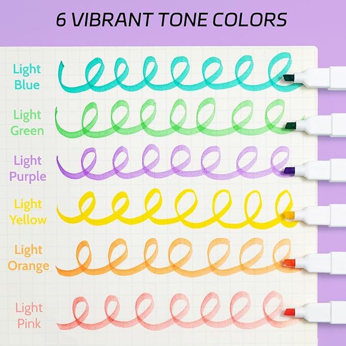 M&G HI-CUBE Highlighters, 6 Pack Pastel Colors, Soft-Nib Chisel Tip with Fat Rectangular Barrel Design, No Bleed Highlighters for Journaling, Planners, Study Notes, Creative Writing & School Supplies
