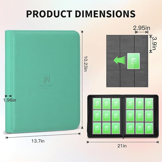 Trading Card Binder, Premium 9 Pocket 540 Double Sided Pocket Collection Binder, Card Album for TCG Card Holder for Game Card, Sports Card, Yugioh, MTG etc(Cyan)
