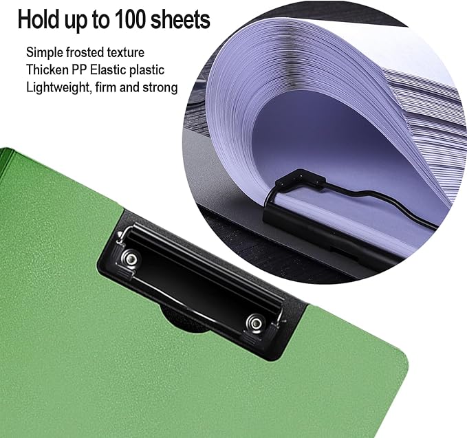 4 Pack Foldable Clipboards, A4 Clipboard Folder, Office Clipboard Folder with Double Clips Metal Clip, Storage Clipboards for Office, School or Medical Field(4 Colors)