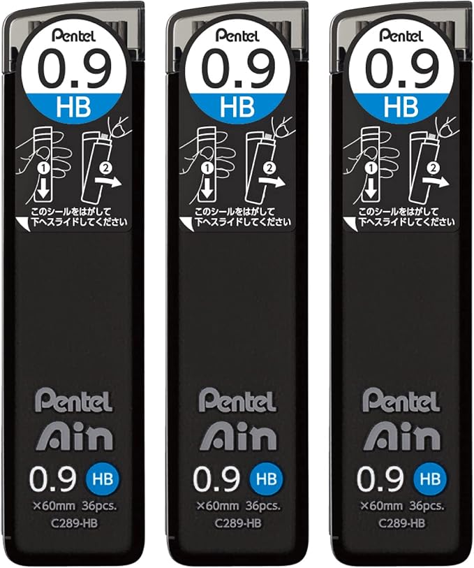 Pentel AMZ-XC289HB3P Sharp Lead Pentel Ain 0.9mm HB 3 Pieces Black