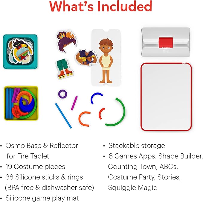 Little Genius Starter Kit for Fire Tablet + Early Math Adventure - 6 Educational Games-Counting, Shapes & Phonics-STEM Gifts-Ages 3 4 5(Tablet Base Included)