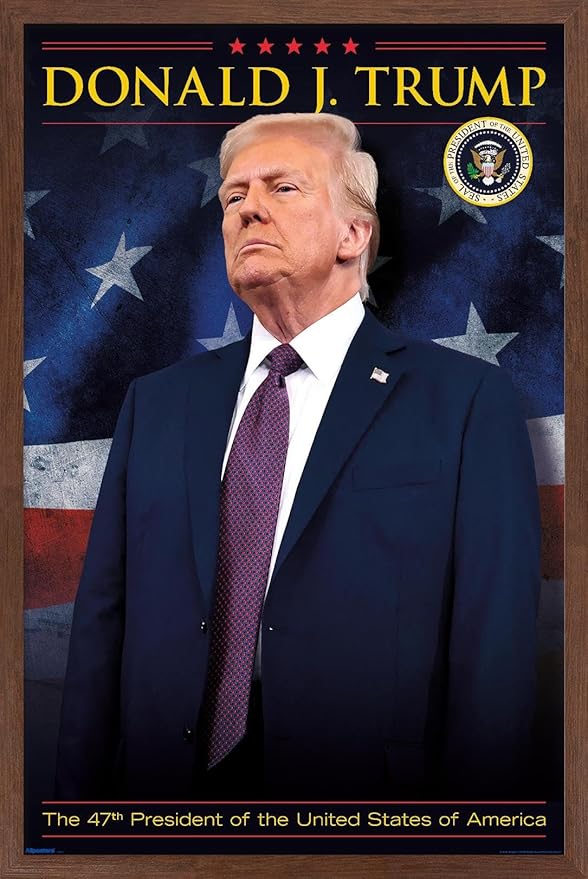 President Donald Trump - 47th President Wall Poster, 22.4L" x 14.7W", Mahogany Framed Version