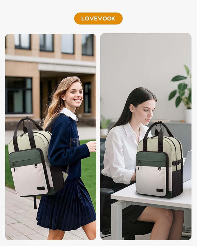 LOVEVOOK Laptop Backpack for Women, 15.6 Inch Computer Backpack Purse, Casual Daypack Carry-On Personal Item Travel Bag, College Bookbook for Teen Girls Students Back to School