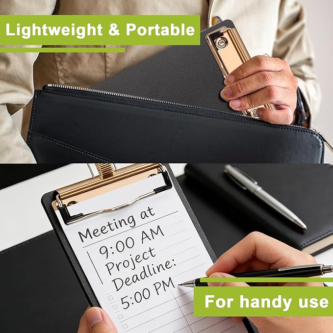 Black Plastic Clipboards 4 Pack Clipboard with Pen Holder 4.17x 8 inch Memo Size Plastic Clipboards Low Profile Clip Boards for Home Office School
