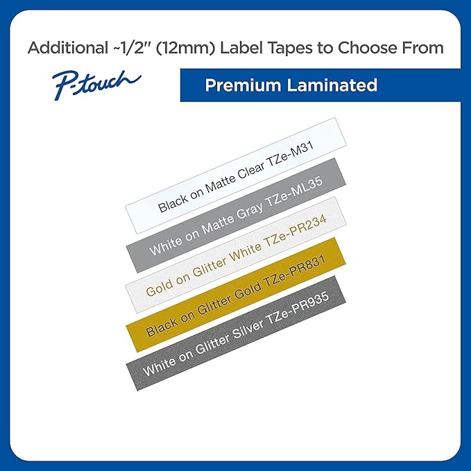 Brother TZE231 Standard Adhesive Laminated Labeling Tape, 0.47" x 26.2 ft, Black on White