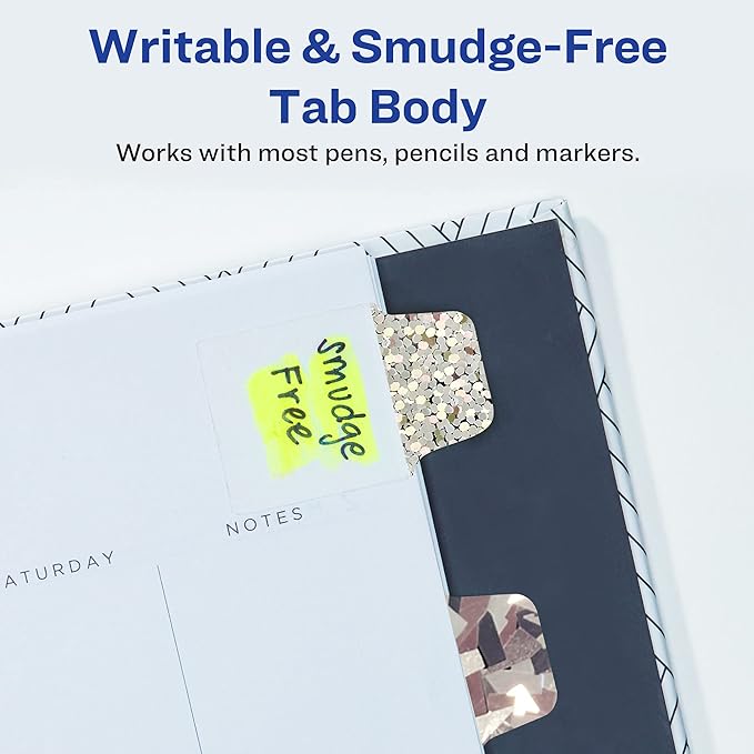 Avery Ultra Tabs Luxe Collection, 1" x 1.5" Mini Tabs, Holographic Iridescent Designs, Repositionable, 32 Total (74178)