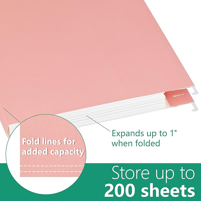 Letter Size Green Hanging File Folders,6 Reinforced Hanging Files in Assorted Colors,Designed for Home and Office Color Coded File Organization