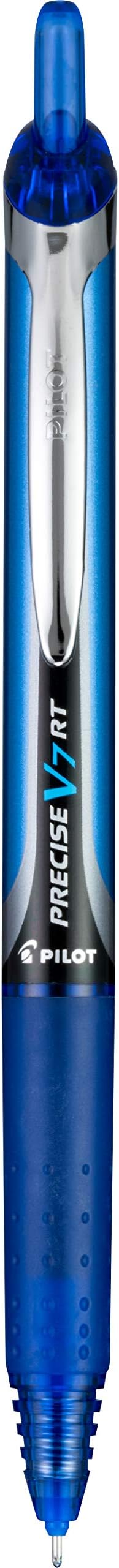 Pilot Precise V7 RT Refillable & Retractable Liquid Ink Rollerball Pens, Blue Ink Pens, Fine Point (0.7 mm), 6-Pack - Ideal for School, Journaling, and Office Writing