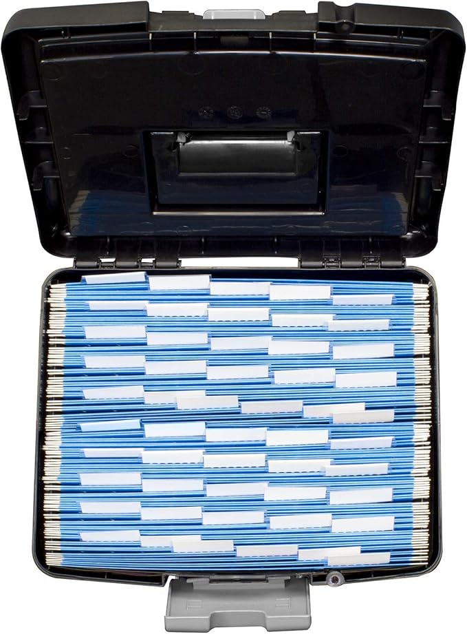 Storex 61504B02C Portable File Box with XL Lid, 11 x 13-1/2 x 11 Inches, Black (Pack of 3)