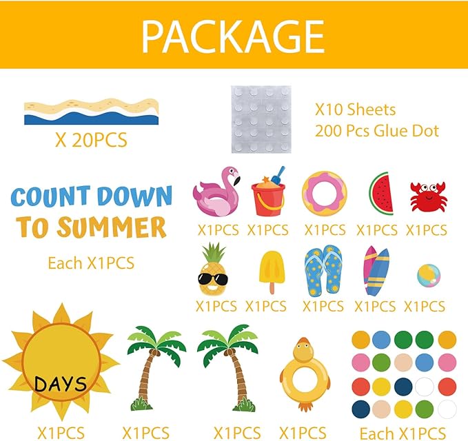 Countdown to Summer Bulletin Board Decoration Set, End of The Year Classroom Decor Hawaiian Luau Bulletin Board Border Tropical Palm Cutouts for Classroom Window Door Wall Home Office School 81Pcs