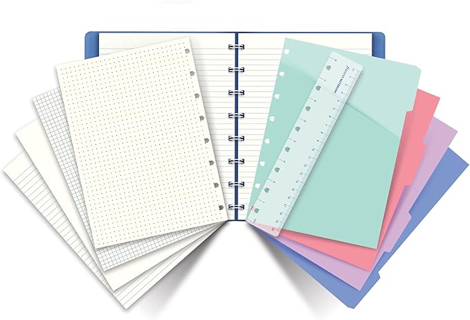 FILOFAX Refillable Pastel Notebook, A5 (8.25" x 5") Orchid - 112 Cream moveable pages - Index, pocket and page marker (B115054U)