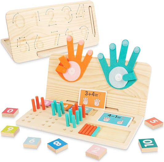 Preschool Learning Toys for Toddlers 2-4, Wooden Double-Sided Educational Math Manipulatives Number Counting Blocks for Kids, Montessori Toys for 3 4 5 Year Old Boys Girls Birthday Gifts