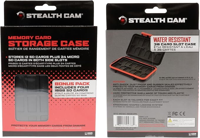 Stealth CAM SD Card - High-Speed Data Transferring Storage Game Trail Hunting Scouting Photo Video Recording Cameras, 16GB SD Card (4 Pack) w/Memory Card Storage Case